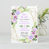 Spring Purple Flowers with Foliage Save The Date (Stehend Vorderseite)