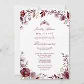 Spring Purple-Toned Botanical Branches Tiara XVs Einladung (Vorderseite)