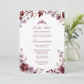 Spring Purple-Toned Botanical Branches Tiara XVs Einladung (Stehend Vorderseite)