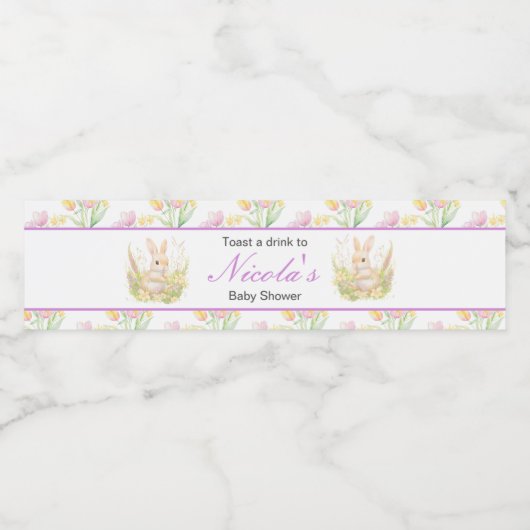 Spring Rabbit Baby Dusche Wasserflaschenetikett (Einzelnes Label)