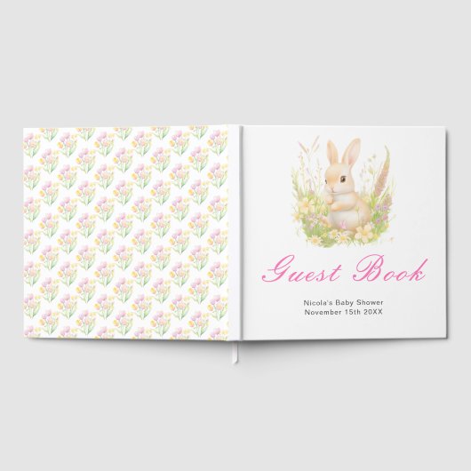 Spring Rabbit Baby Shower Guest Book Gästebuch (Voll)