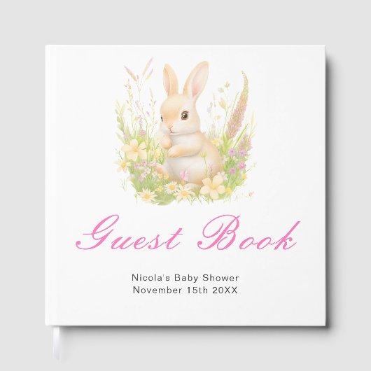 Spring Rabbit Baby Shower Guest Book Gästebuch (Vorderseite)