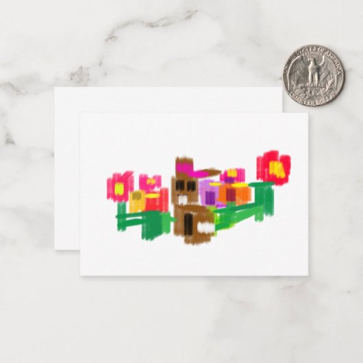 Spring Rabbit Mitteilungskarte (Vorderseite/Rückseite Beispiel)