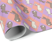 Spring Rabbit Pink and Purple Pastel Argyle  Geschenkpapier (Rolleneckpunkt)