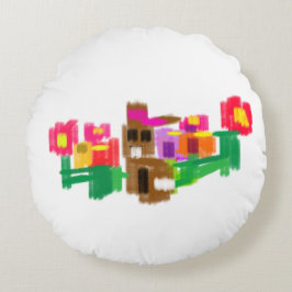 Spring Rabbit Rundes Kissen