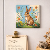 Spring Rabbit with Wildflowers Magnet