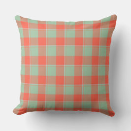 Spring Rain and Persimmon Plaid Green Apricot Kissen