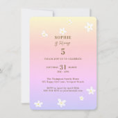 Spring Rainbow White Daisies Girl Birthday Party Einladung (Vorderseite)