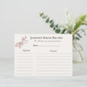 Spring Recipe Card Floral Seasonal Kitchen  Ankündigung (Stehend Vorderseite)