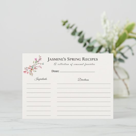 Spring Recipe Card – Watercolor Blossoms Ankündigung (Stehend Vorderseite)