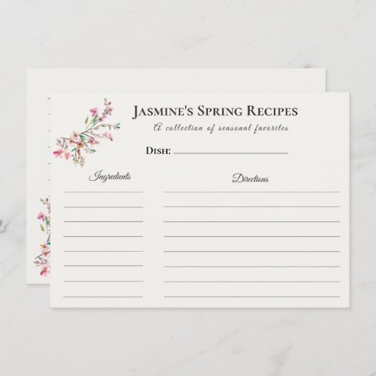 Spring Recipe Card – Watercolor Blossoms Ankündigung (Vorne/Hinten)