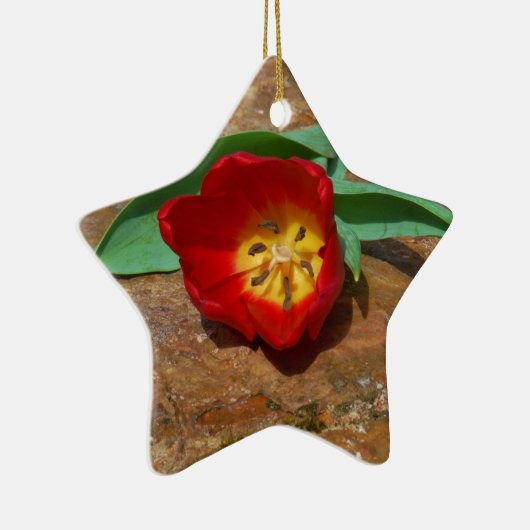 Spring Red Tulip Keramik Ornament (Rechts)