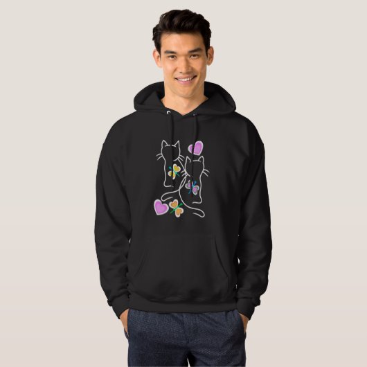 Spring Retro Cats 80er 90s Kittens Butterflies Chi Hoodie (Vorne ganz)