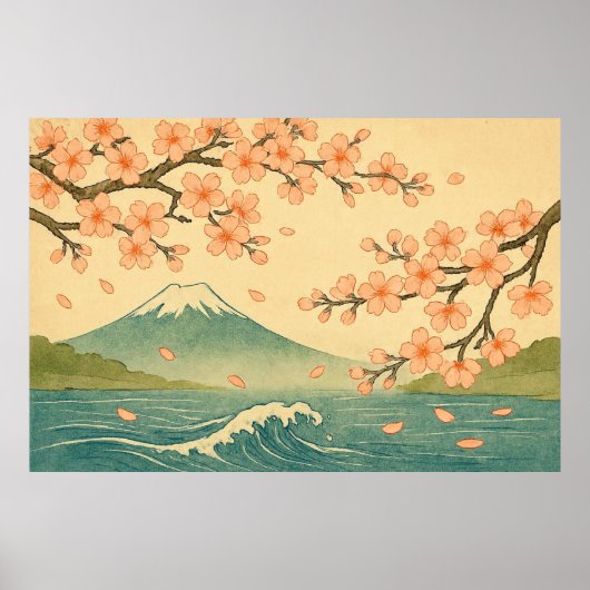 Spring Reverie: Cherry Blossoms at Fuji’s Edge Poster (Vorne)