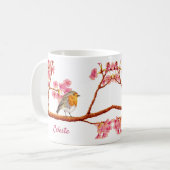 Spring Robin Bird Cherry Blossom Tasse (Vorderseite Links)