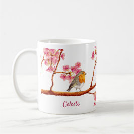 Spring Robin Bird Cherry Blossom Tasse