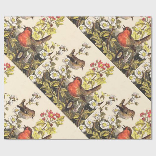 Spring Robin Birds Red Vogelbeobachtung Geschenkpapier (Flach)