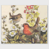 Spring Robin Birds Red Vogelbeobachtung Geschenkpapier (Flach)
