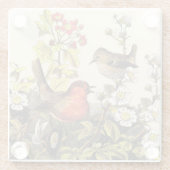 Spring Robin Birds Red Vogelbeobachtung Glasuntersetzer (Rückseite)