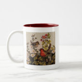 Spring Robin Birds Red Vogelbeobachtung Zweifarbige Tasse (Links)