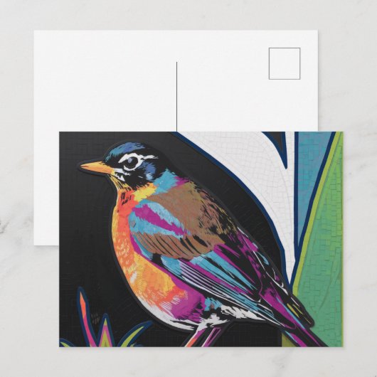 Spring Robin Collage Postkarte (Vorne/Hinten)