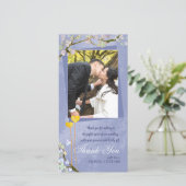 Spring Romance Blue Wedding Vielen Dank Foto Card Dankeskarte (Stehend Vorderseite)