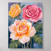 Spring Roses | Floral Watercolor Painting Flower Poster (Vorne)