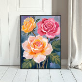 Spring Roses | Floral Watercolor Painting Flower Poster