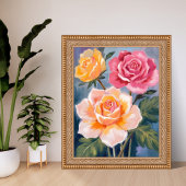 Spring Roses | Floral Watercolor Painting Flower Poster