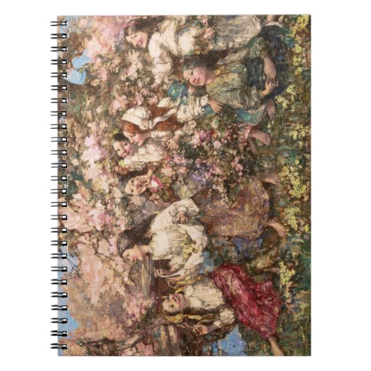 Spring Roundelay (von Edward Atkinson Hornel) Notizblock (Vorderseite)