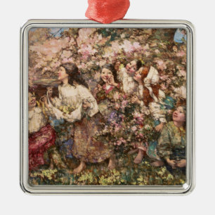 Spring Roundelay (von Edward Atkinson Hornel) Ornament Aus Metall