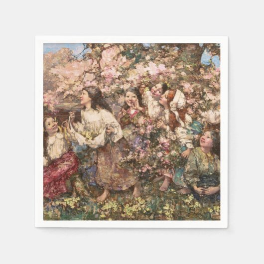 Spring Roundelay (von Edward Atkinson Hornel) Serviette (Vorderseite)