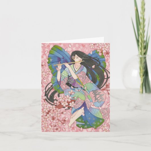 Spring Sakura Fairy Note Card Karte (Vorderseite)