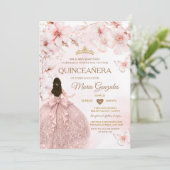 Spring Sakura Quinceañera Sweet 16 Cherry blossom  Einladung (Stehend Vorderseite)