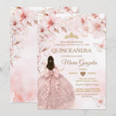 Spring Sakura Quinceañera Sweet 16 Cherry blossom  Einladung (Vorne/Hinten)