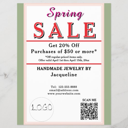 Spring Sale Sage Blush BACKSIDE Heart Flyer (Vorne)