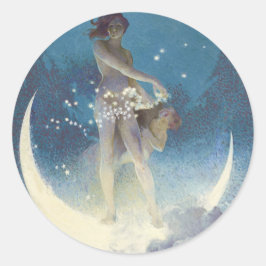 Spring Scattering Stars vintage illustration Runder Aufkleber