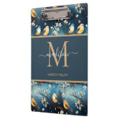 Spring Script Blossom Elegante Monogram Floral Klemmbrett (Links)