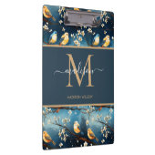 Spring Script Blossom Elegante Monogram Floral Klemmbrett (Rechts)