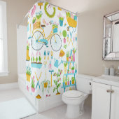 Spring seamless pattern in simple hand-drawn carto duschvorhang (Beispiel)