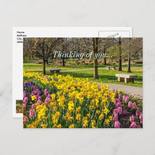 Spring Season Flower Garden Thinking Of You Postkarte (Vorne/Hinten)