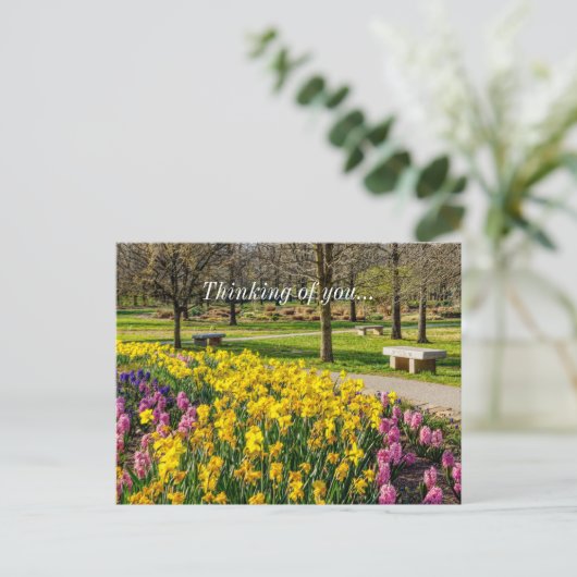 Spring Season Flower Garden Thinking Of You Postkarte (Stehend Vorderseite)