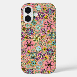 Spring Season Retro Flower Colors Seamless Pattern iPhone 16 Hülle