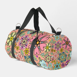Spring Season Retro Flower Colors Seamless Pattern Duffle Bag