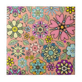 Spring Season Retro Flower Colors Seamless Pattern Fliese (Vorderseite)