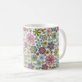 Spring Season Retro Flower Colors Seamless Pattern Kaffeetasse