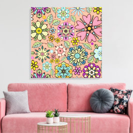 Spring Season Retro Flower Colors Seamless Pattern Leinwanddruck