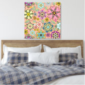Spring Season Retro Flower Colors Seamless Pattern Leinwanddruck (Insitu (Schlafzimmer))