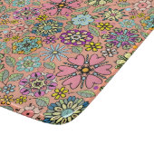 Spring Season Retro Flower Colors Seamless Pattern Schneidebrett (Ecke)