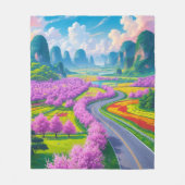 "Spring Serenity - Cherry Blossom Trail Throw" Fleecedecke (Vorderseite)